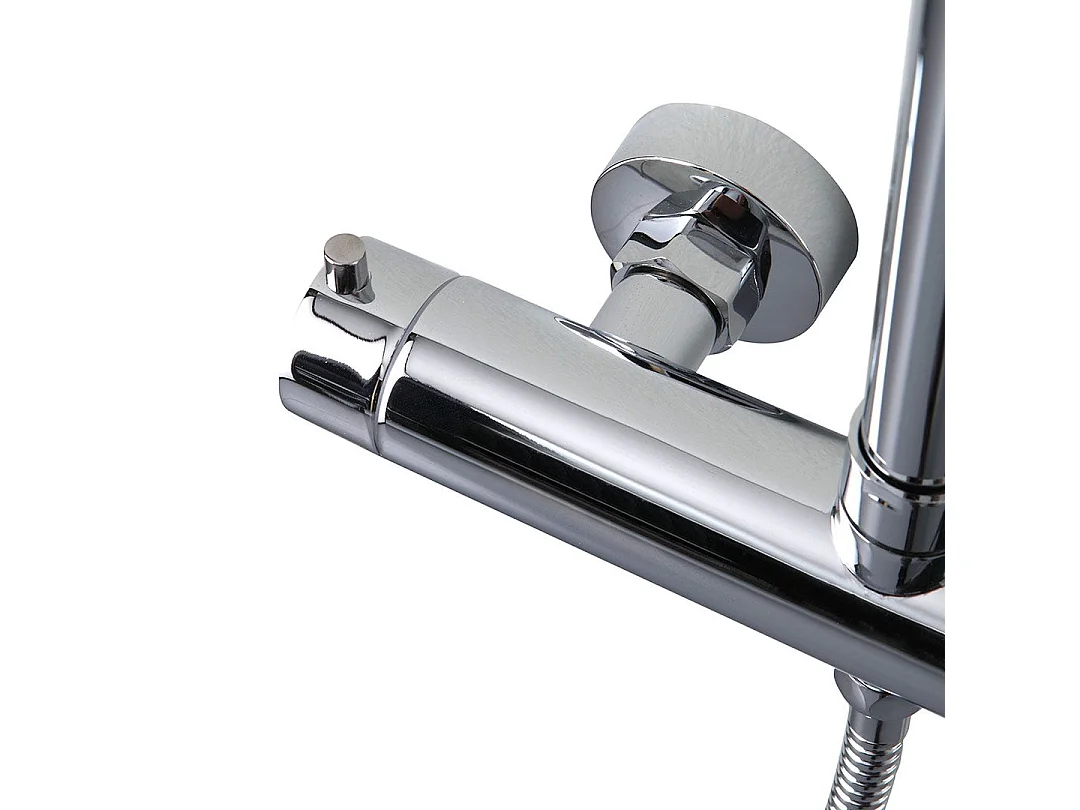 Colonne De Douche En Laiton Chromé Avec Douche De Tête Et Douchette À Main