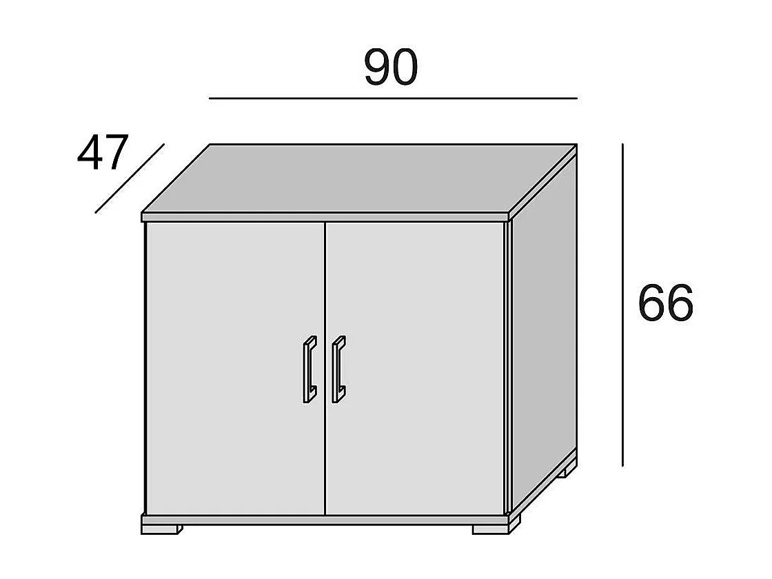 Meuble De Rangement Blanc Et Chêne Avec Double Porte Et Une Étagère
