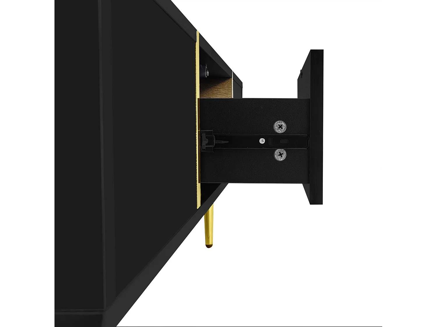 Table basse moderne noir laqué avec 2 tiroirs, salon contemporain