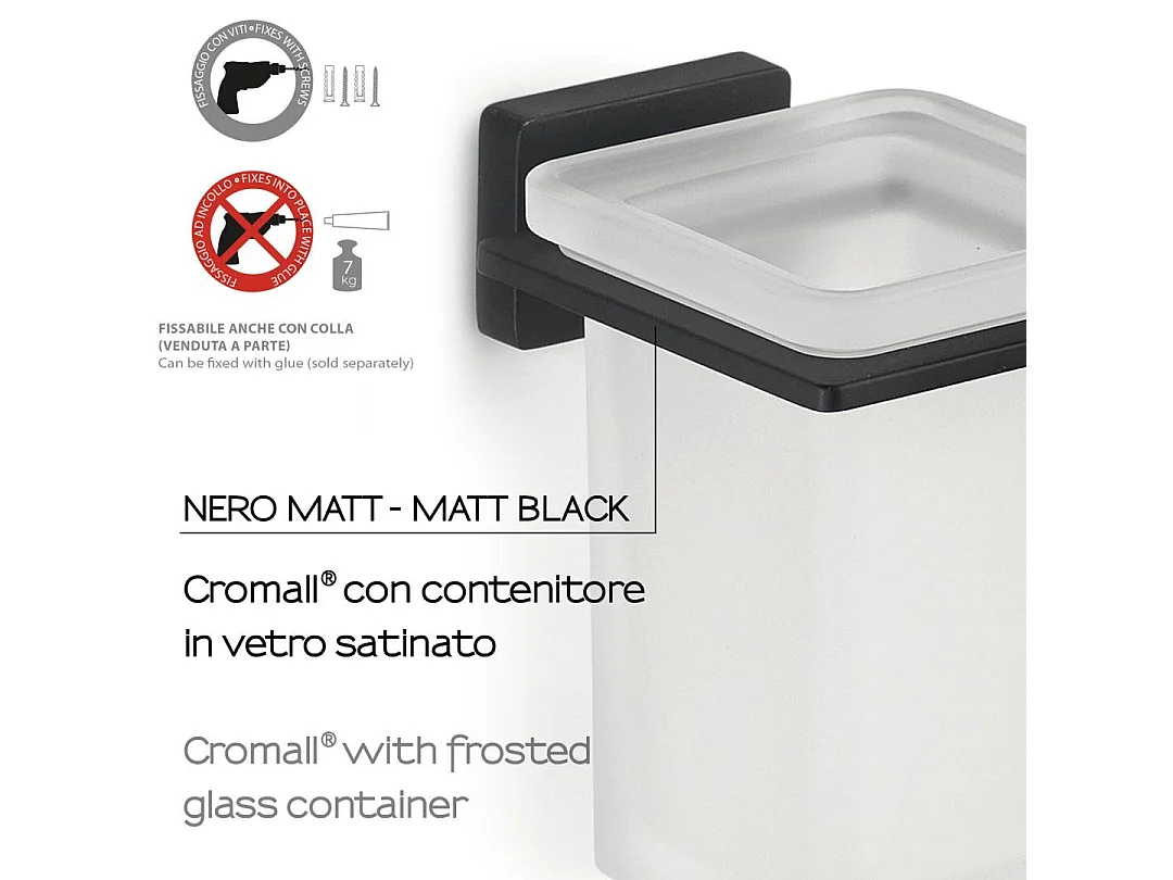 Porte-Brosse À Dents En Verre Noir Mat | Atene