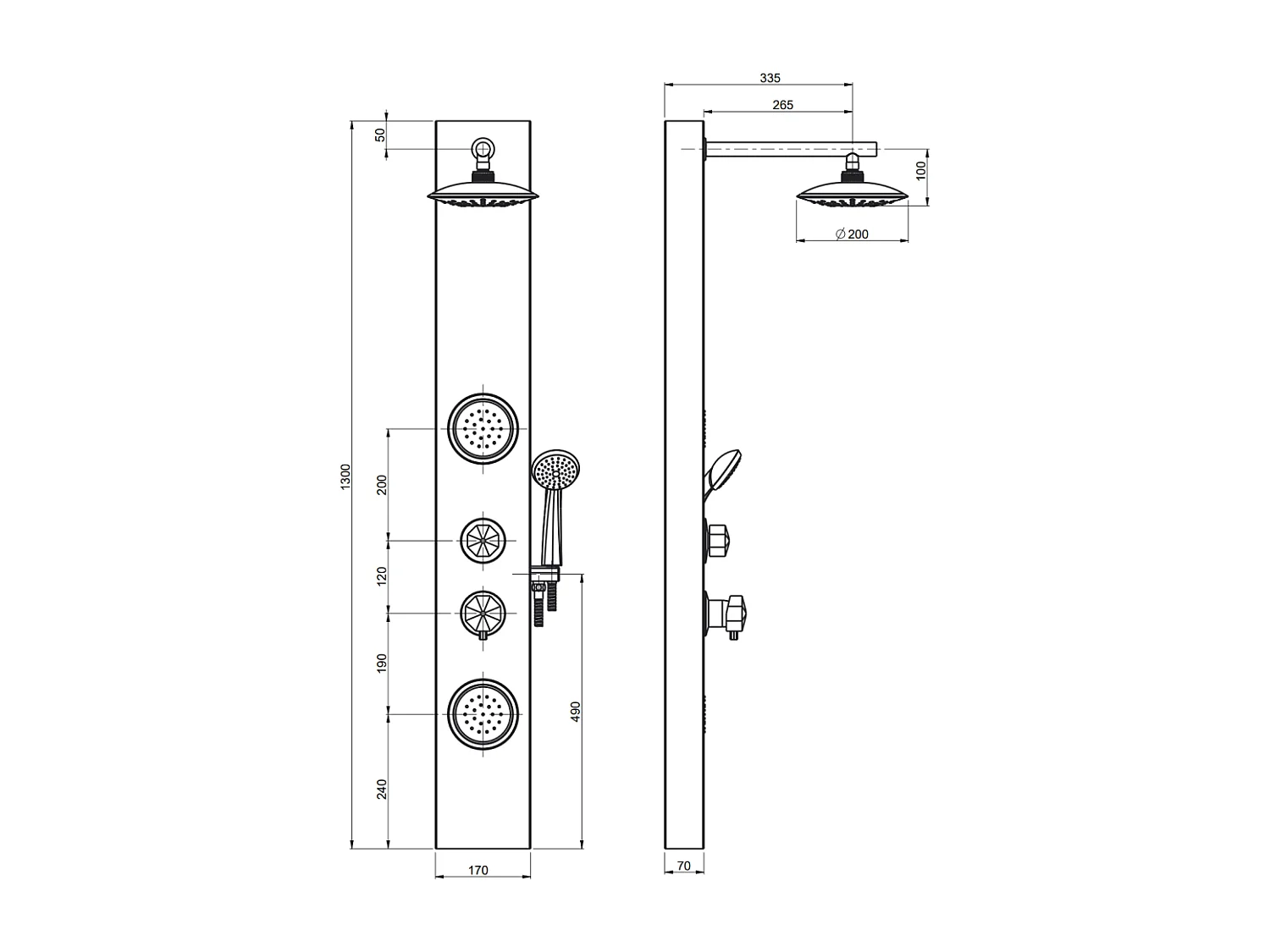 Colonne De Douche Grise En Aluminium Avec Hydromassage