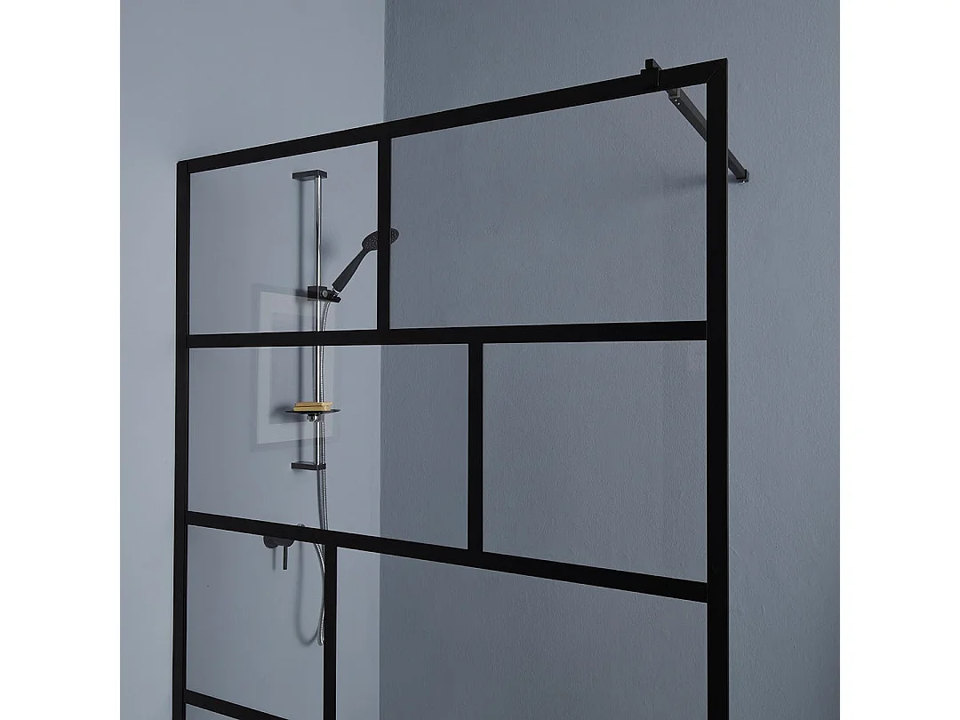 Cabine De Douche À L'italienne 110Cm Verre Clair Cadre Noir