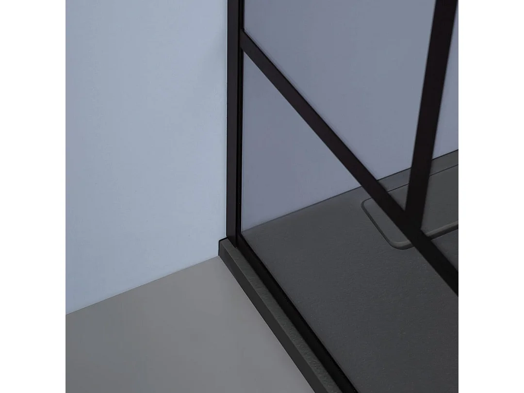 Cabine De Douche À L'italienne 110Cm Verre Clair Cadre Noir