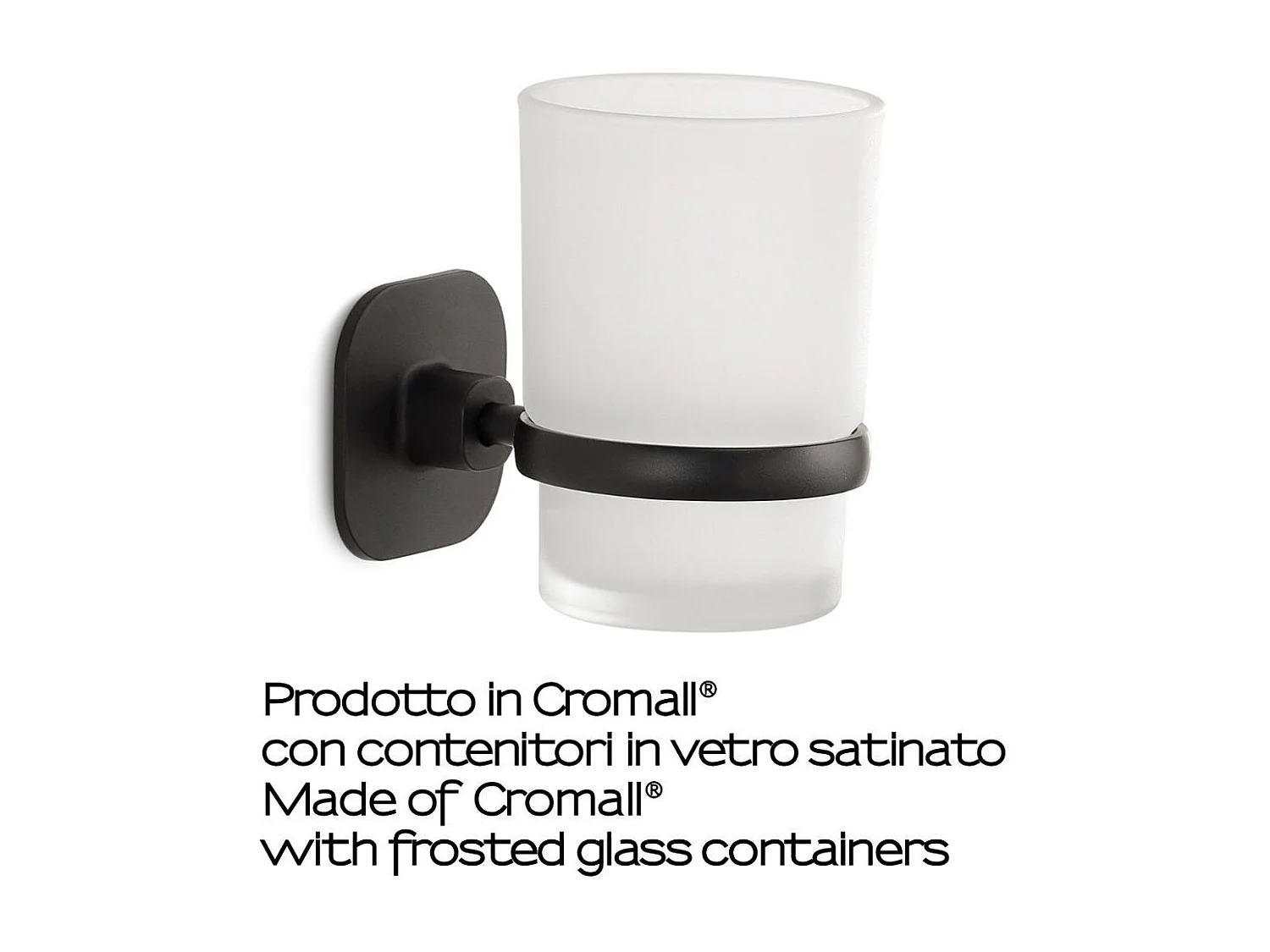 Porte-Brosses À Dents Mural Verre/Acier Inoxydable Noir Mat | Timo