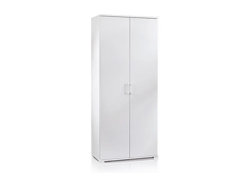 Armoire Polyvalente Avec 2 Portes Battantes Et 4 Étagères Blanc