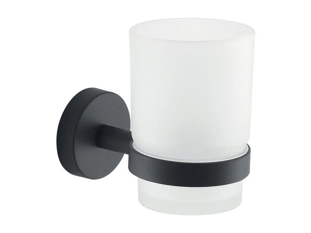 Verre/Acier Inoxydable Noir Mat Porte-Brosse À Dents Mural | Violetta