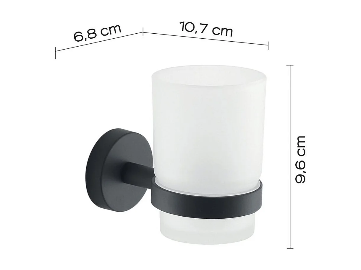 Verre/Acier Inoxydable Noir Mat Porte-Brosse À Dents Mural | Violetta