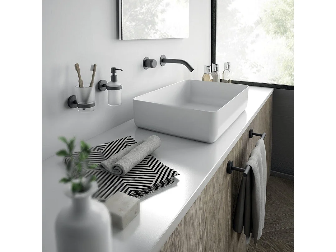 Verre/Acier Inoxydable Noir Mat Porte-Brosse À Dents Mural | Violetta