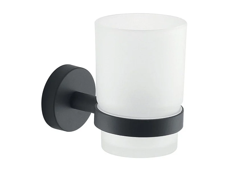 Verre/Acier Inoxydable Noir Mat Porte-Brosse À Dents Mural | Violetta