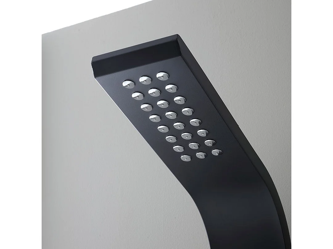 Panneau De Douche En Aluminium Noir Avec Hydromassage Et Pommeau De Douche Pluie