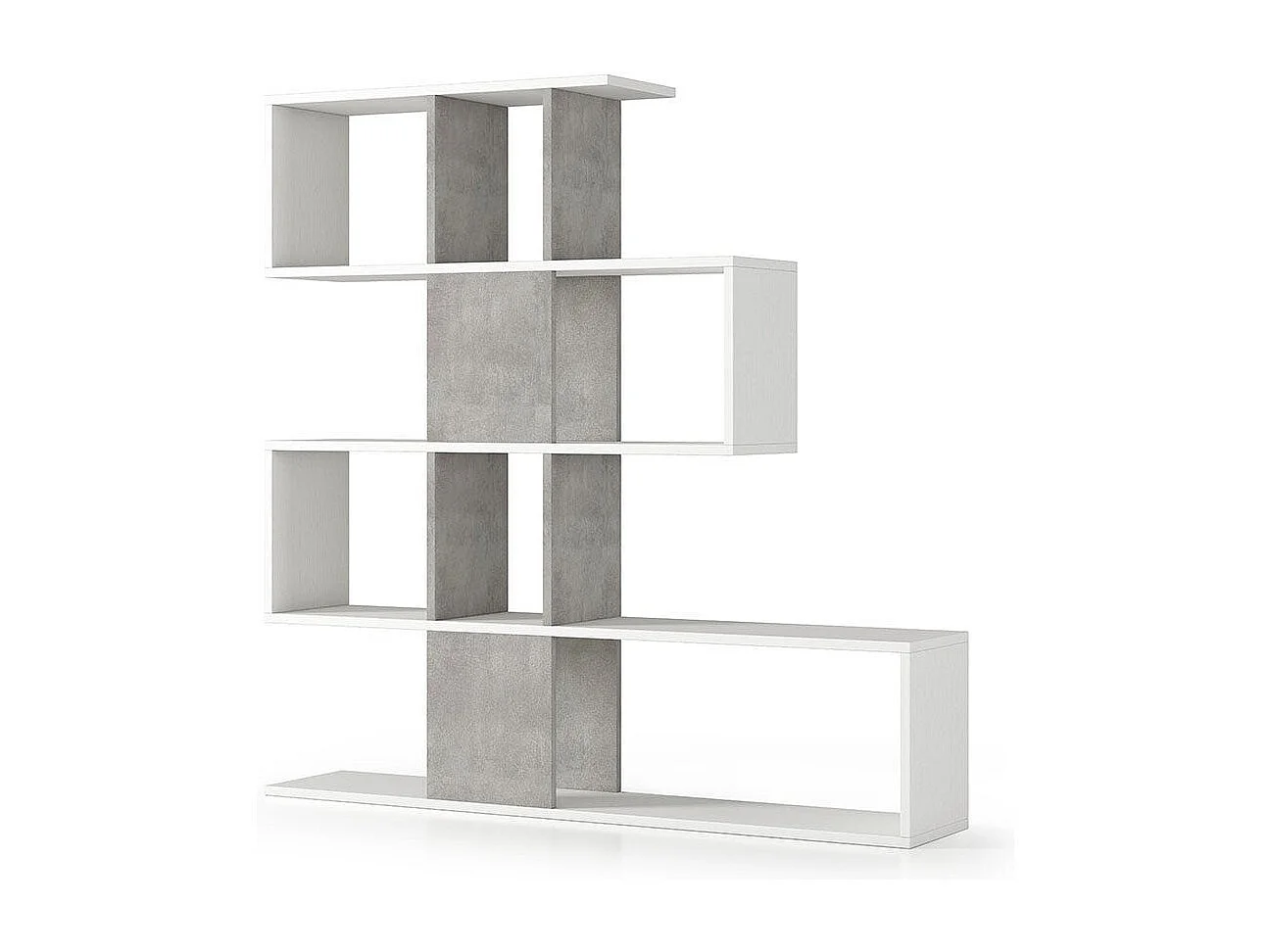 Étagère De Séparation En Bois Blanc Avec Inserts En Ciment