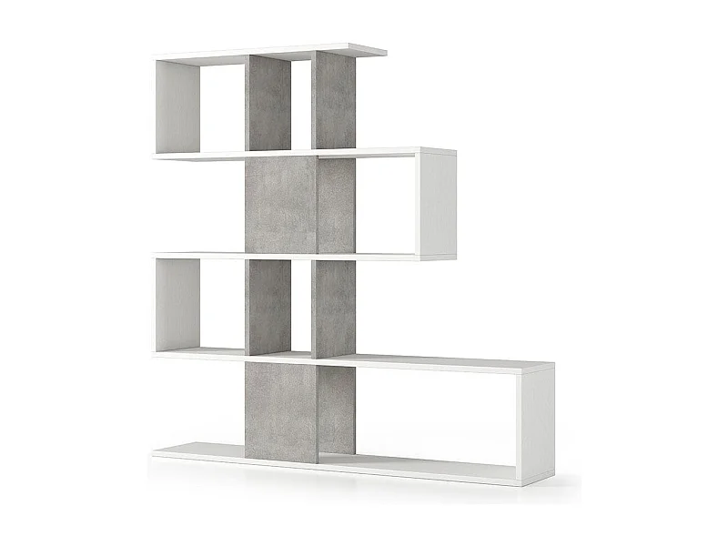 Étagère De Séparation En Bois Blanc Avec Inserts En Ciment