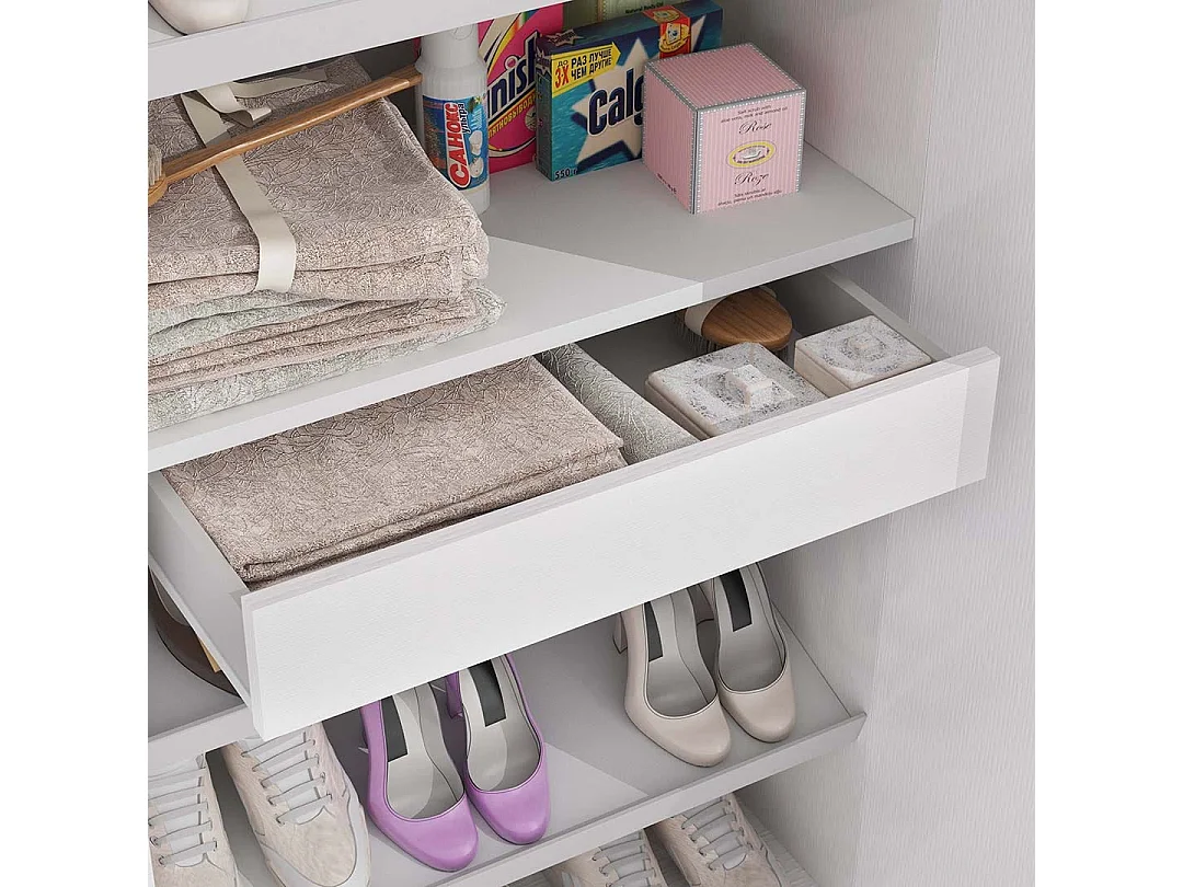 Meuble Polyvalent En Bois 72Cm 2 Portes Avec Étagères Et Tiroir Blanc