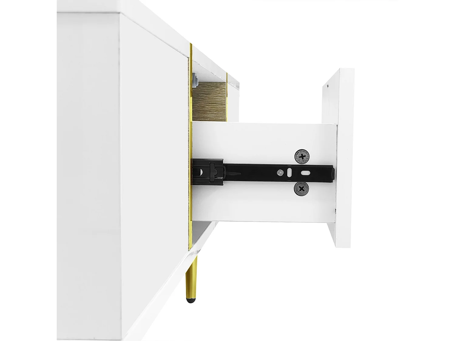 Table basse blanche laquée, moderne et épurée, 2 tiroirs, salon contemporain