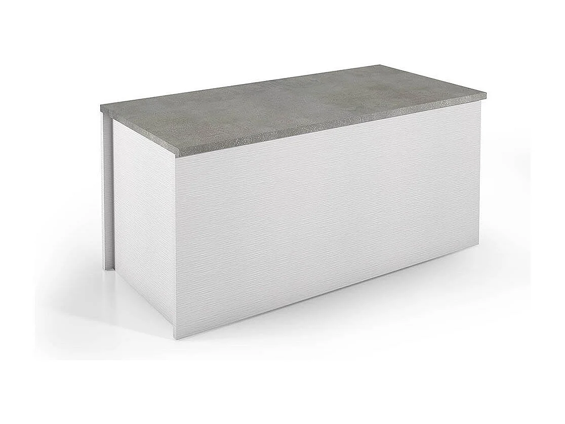 Coffre De Rangement En Bois Blanc Avec Siège En Ciment