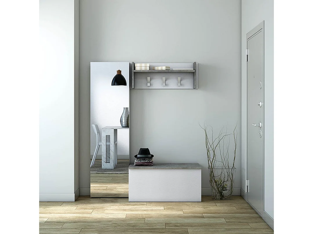 Coffre De Rangement En Bois Blanc Avec Siège En Ciment