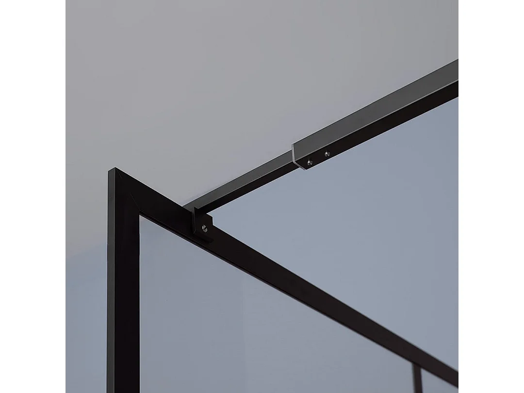 Paroi De Douche À L'italienne 140Cm Transparente Avec Décoration Noire Mate