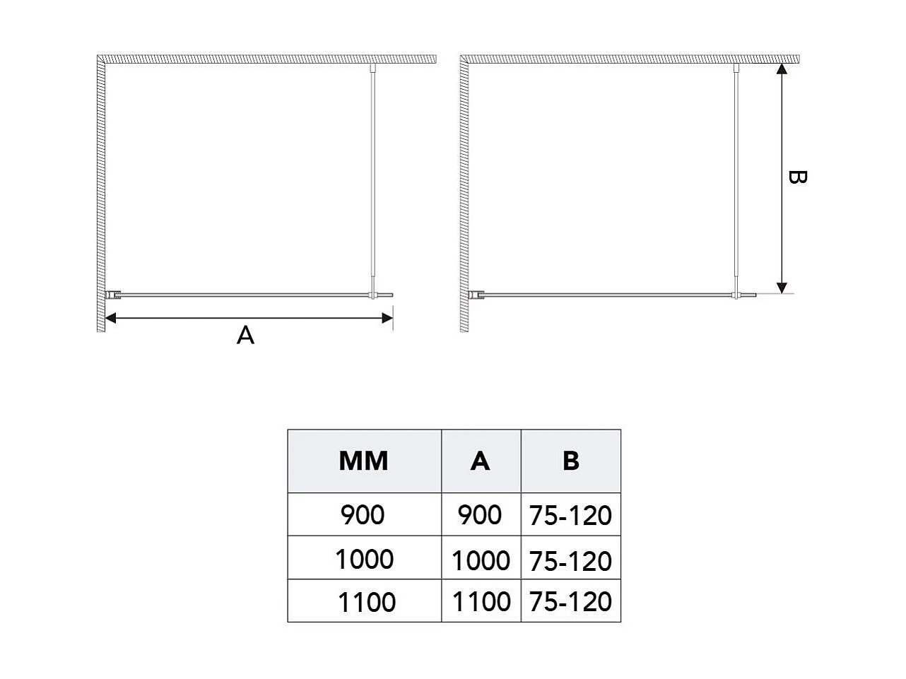 Paroi Pour Douche À L'italienne Walk-In 90 Cm Pour Receveur De Douche Ou A Fil De Sol