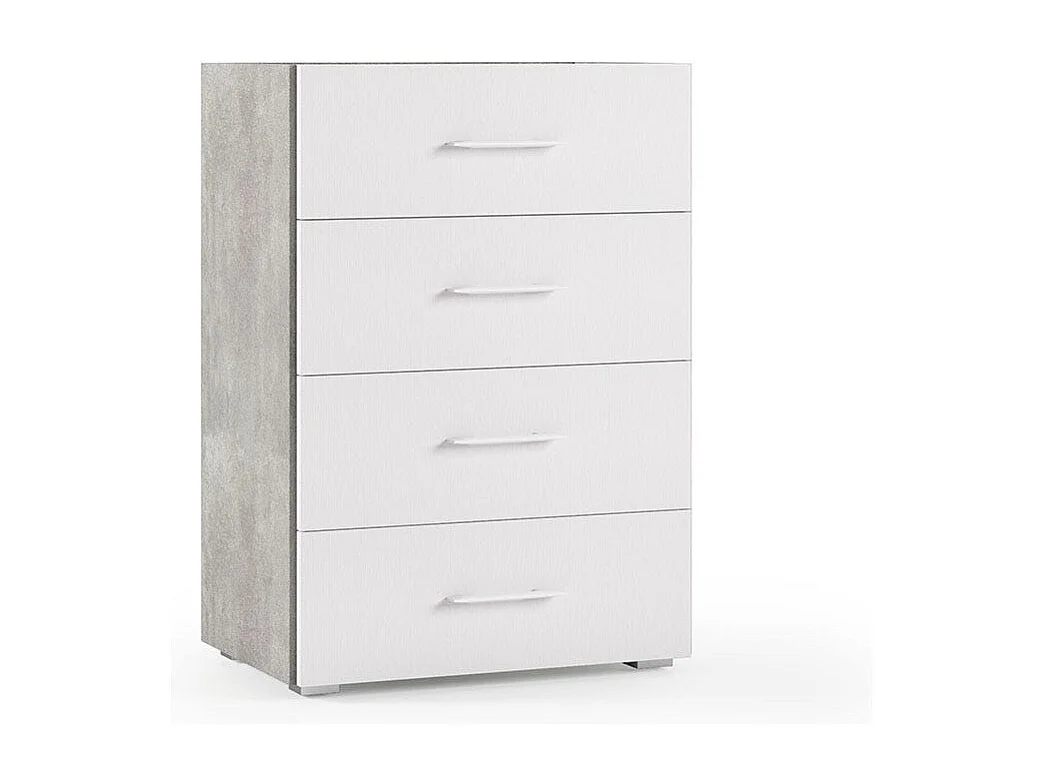 Commode Polyvalente À 4 Tiroirs Blanche Avec Côtés En Béton