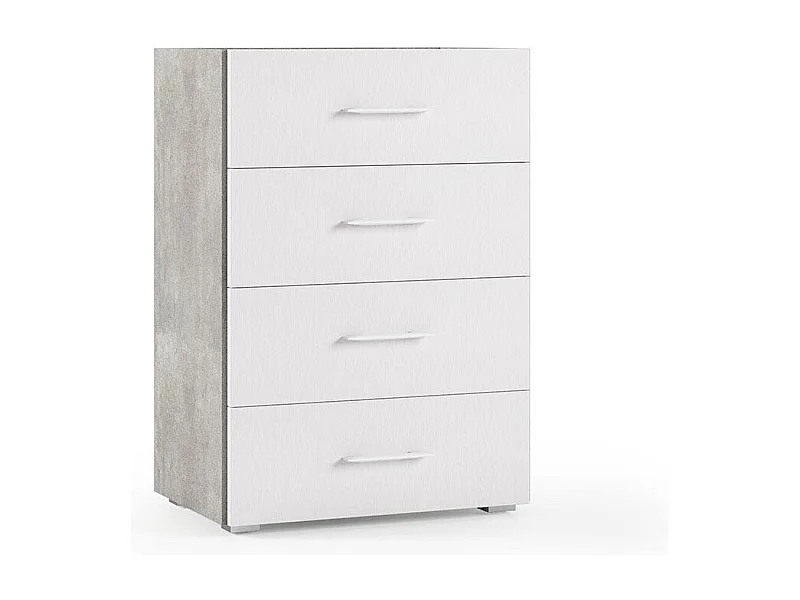 Commode Polyvalente À 4 Tiroirs Blanche Avec Côtés En Béton