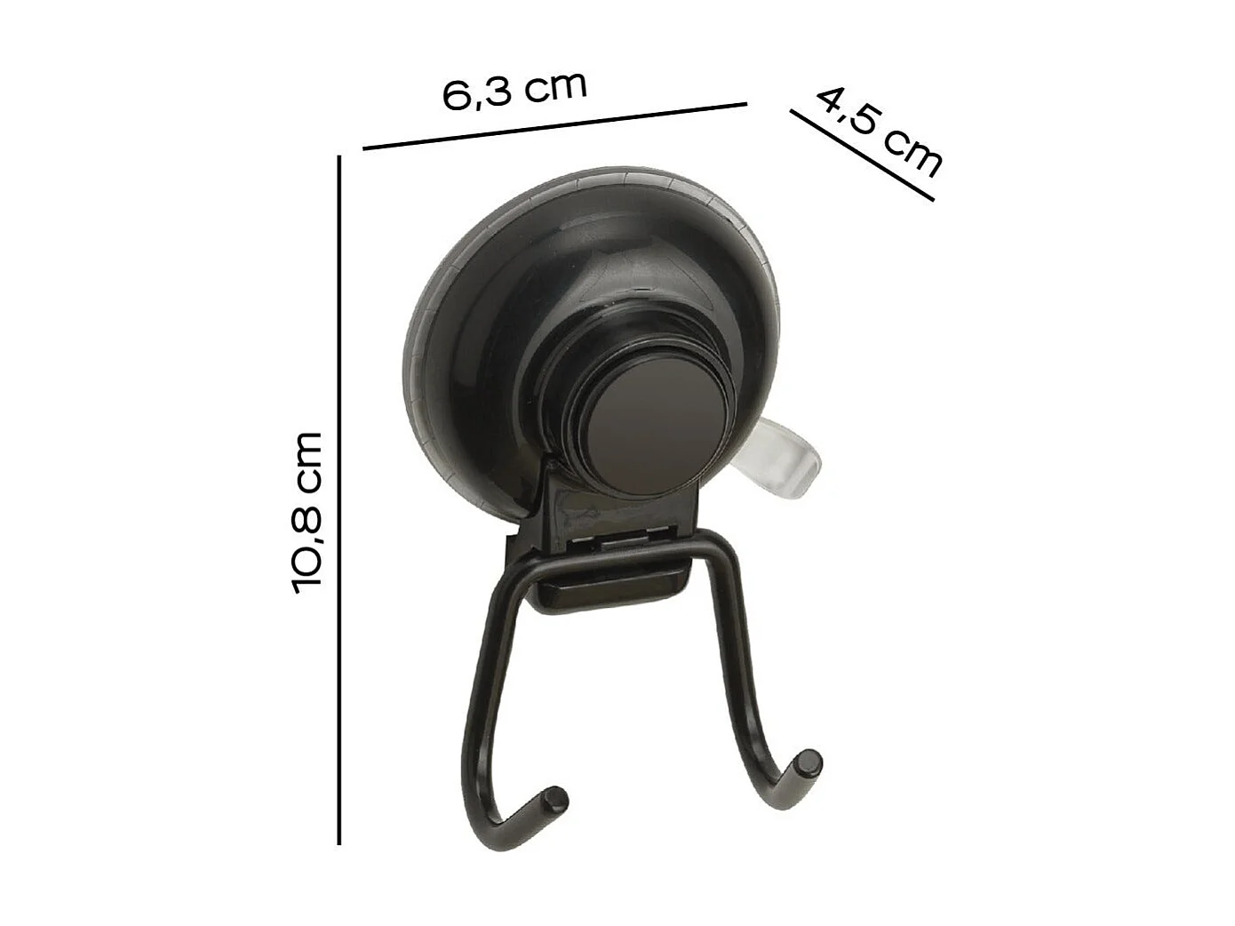 Porte-Manteau En Métal Noir Mat Avec Ventouse  | Menta