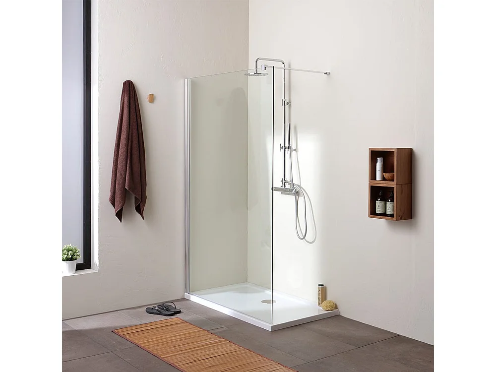 Cabine De Douche Walk-In 120 Cm En Verre Tranparent De 8 Mm