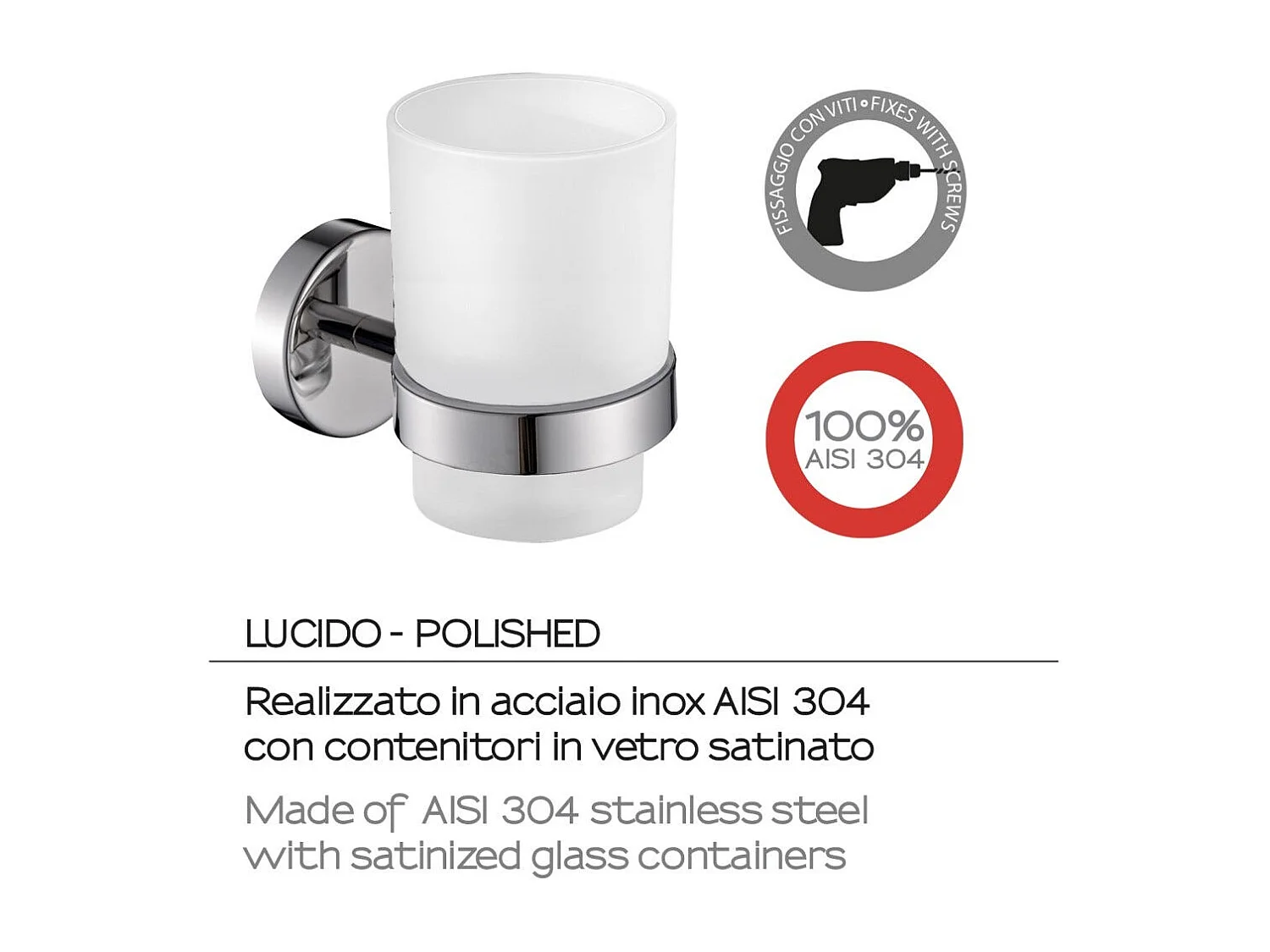 Porte-Brosse À Dents En Verre Dépoli Et Acier Poli  | Loto