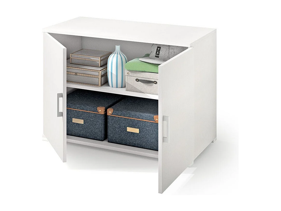 Meuble De Rangement Pour Salle De Bain À Double Porte Blanc H66cm