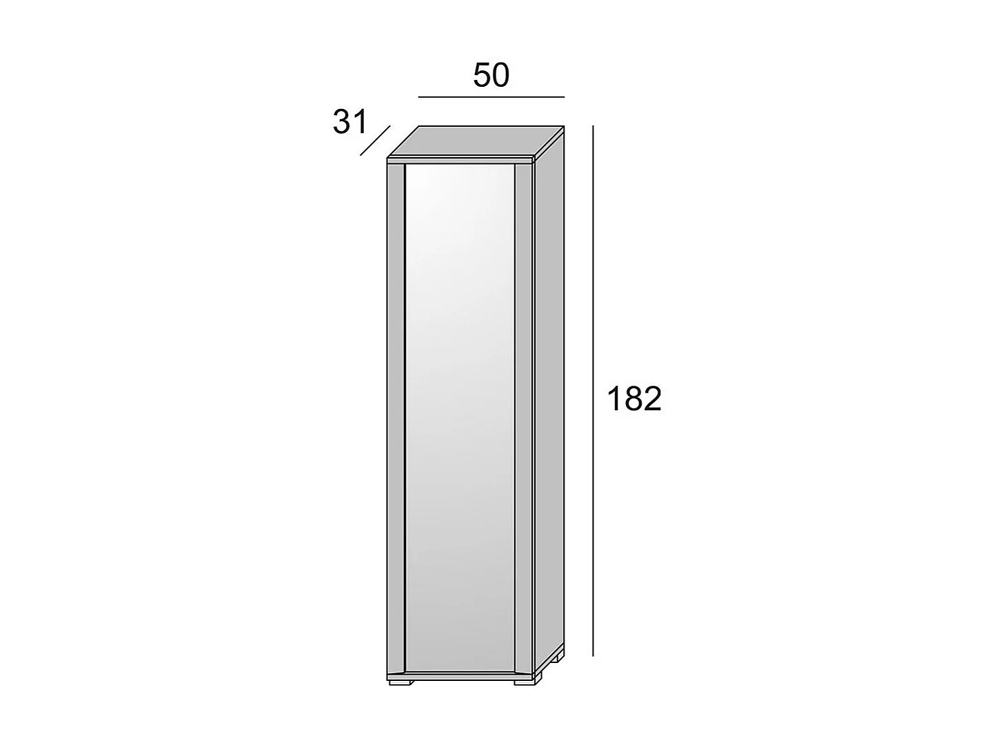 Armoire Haute H 182Cm Béton Gris Avec Miroir