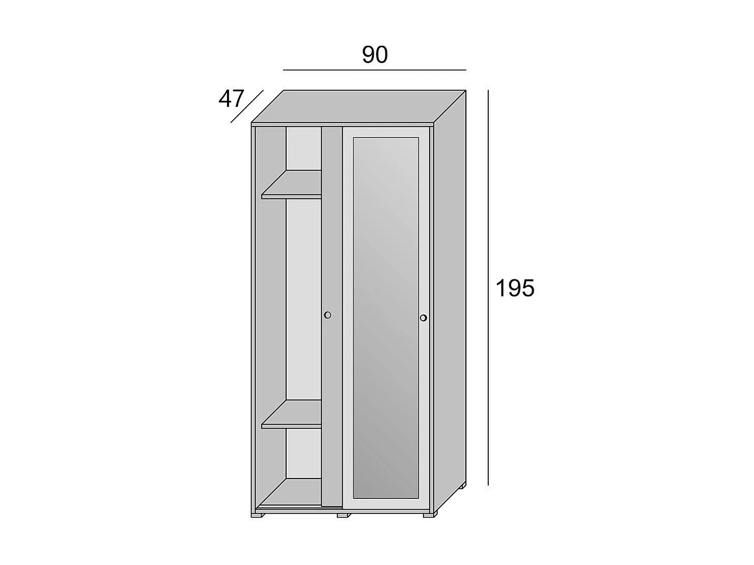 Armoire Blanche Et Chêne Avec Porte Miroir Et Porte-Manteau