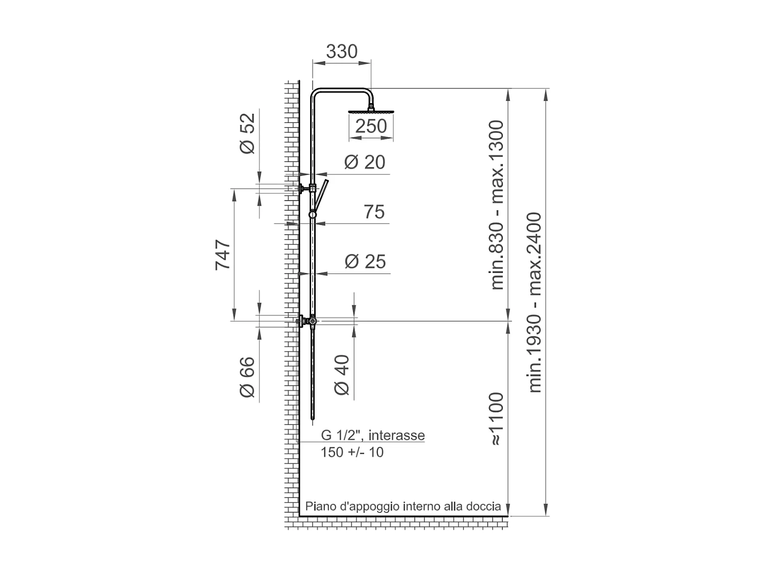 Colonne De Douche Carrée Avec Thermostat Noir Mat