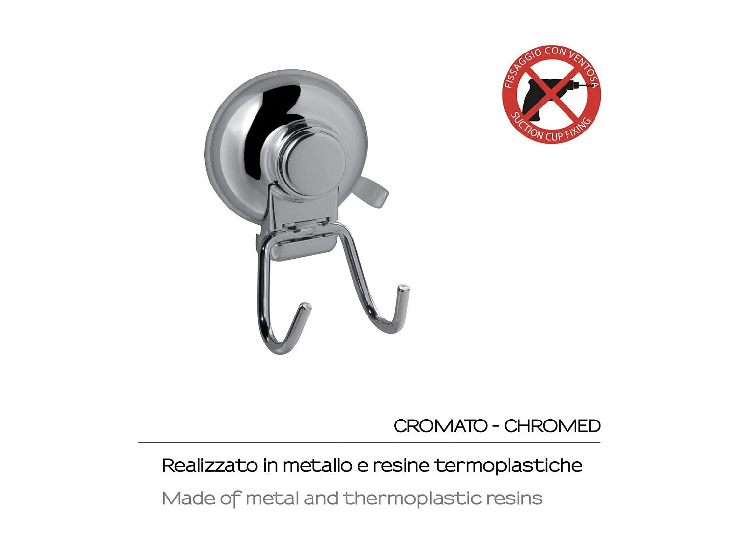 Cintre À 2 Crochets Avec Ventouse En Métal Chromé | Menta