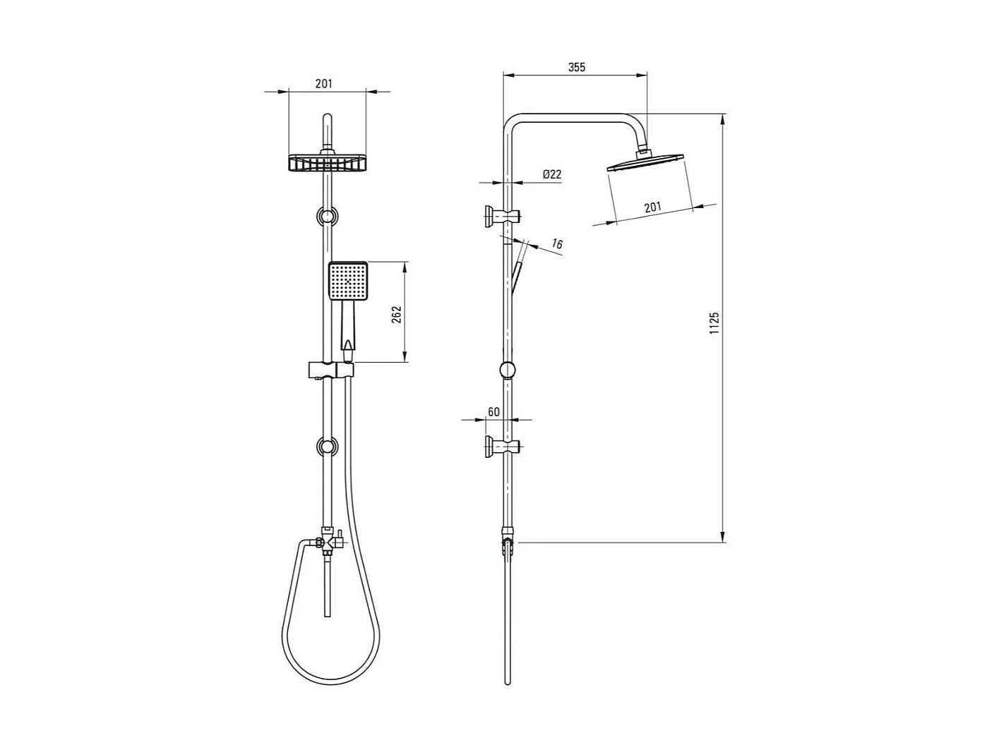 Colonne De Douche En Acier Noir Mat Avec Pommeau Et Douchette | Bormio