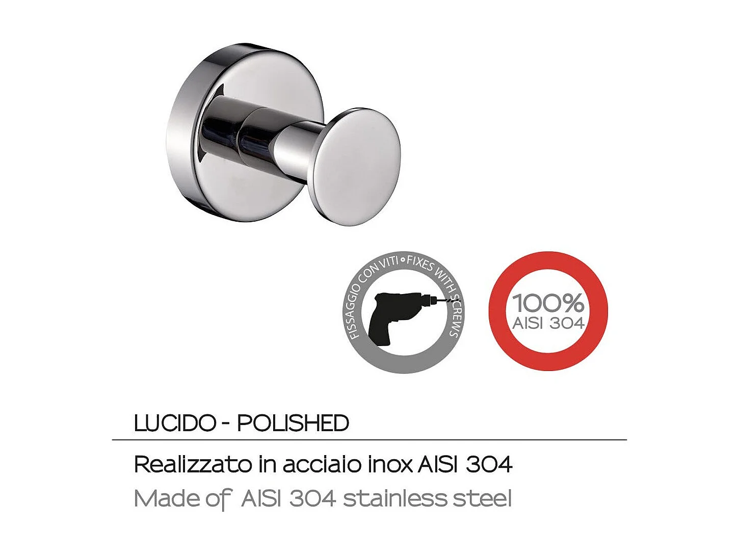 Support Mural Simple En Acier Chromé Poli | Loto