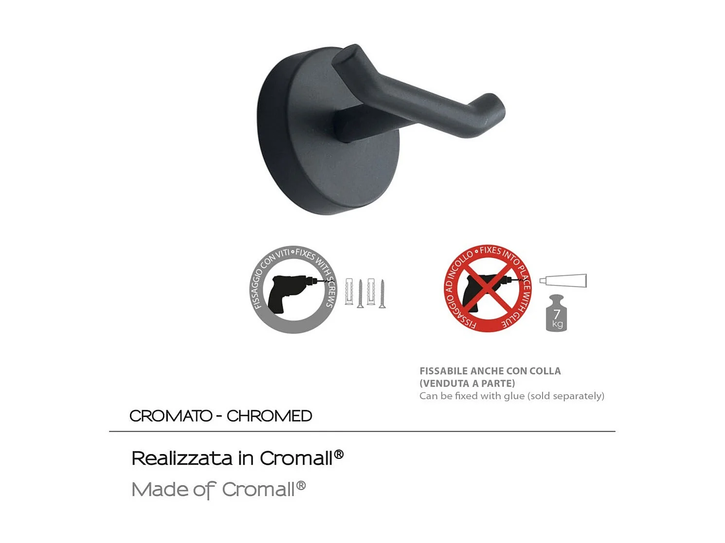 Porte-Manteau Mural En Acier Inoxydable Noir Mat | Violetta