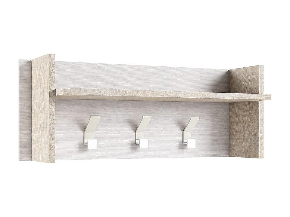 Porte-Manteau 3 Crochets En Bois Blanc Et Chêne