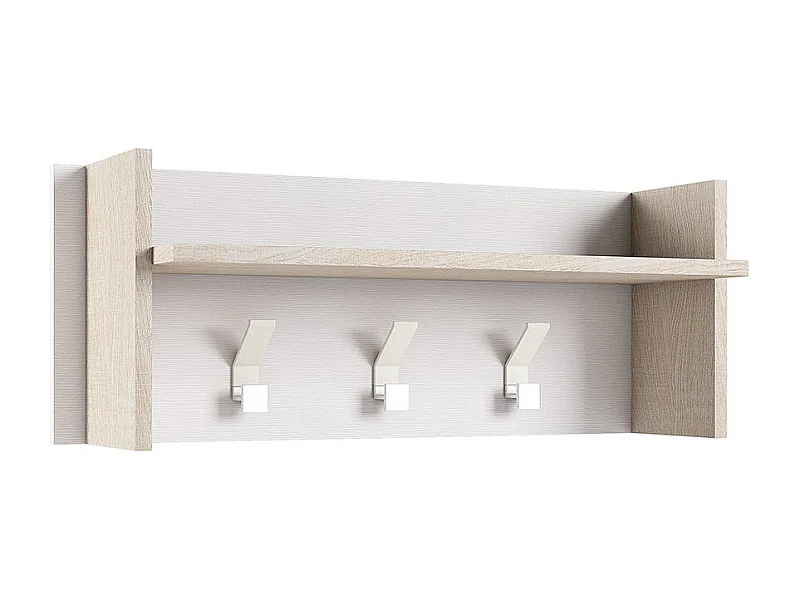 Porte-Manteau 3 Crochets En Bois Blanc Et Chêne