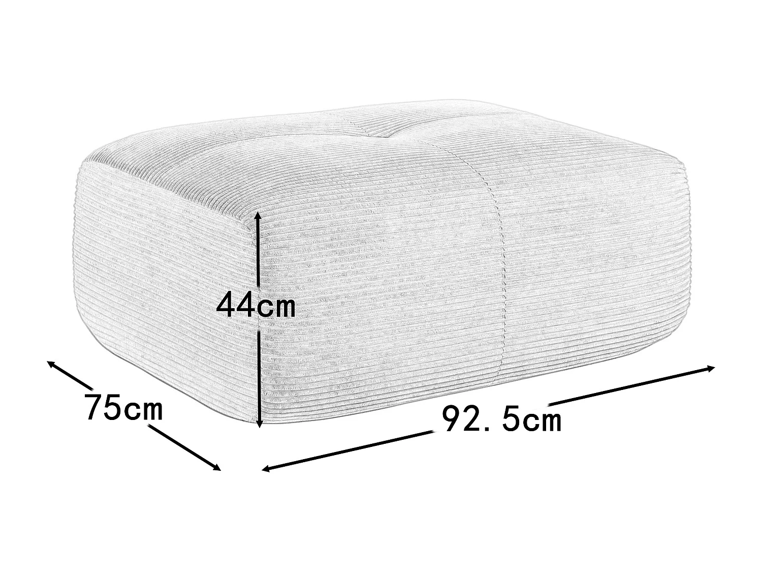 Canapé 1 place modulable en velours côtelé avec oreiller et pouf, Vert, 90x178x70cm