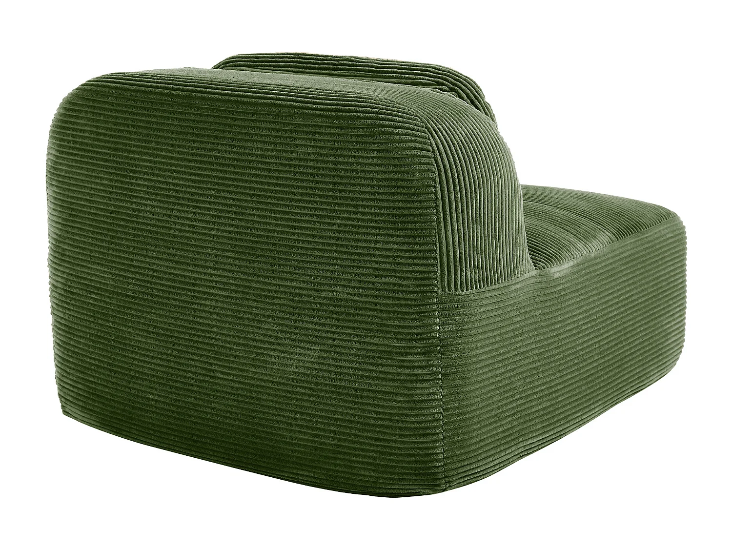 Canapé 1 place modulable en velours côtelé avec oreiller et pouf, Vert, 90x178x70cm