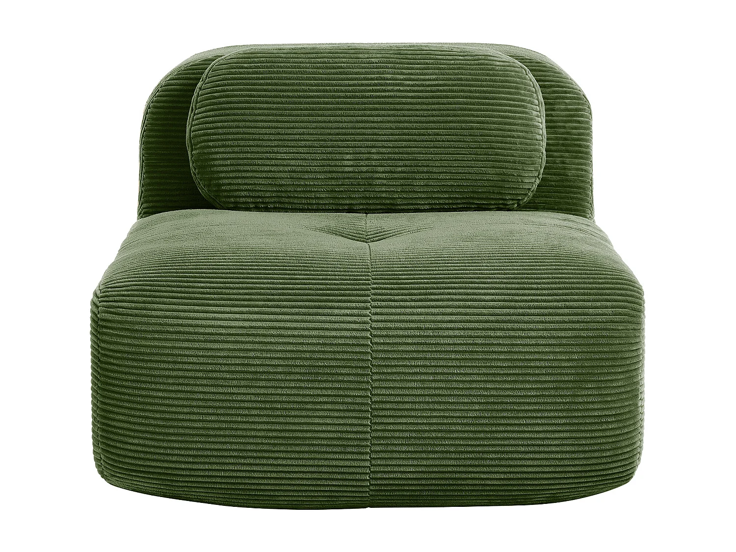 Canapé 1 place modulable en velours côtelé avec oreiller et pouf, Vert, 90x178x70cm