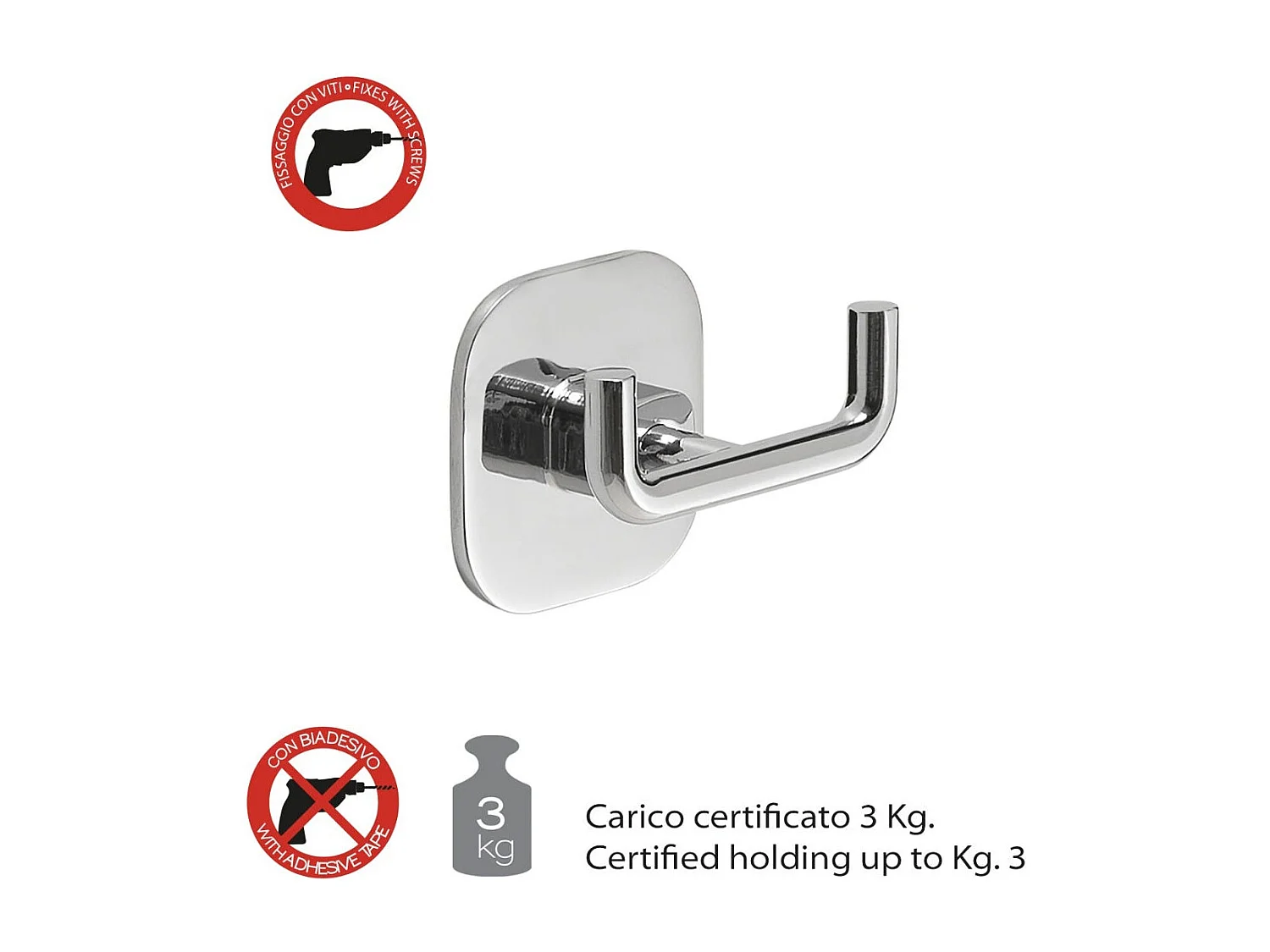 Cintre Double Pour Serviettes Ou Peignoirs Acier Inoxydable Chromé  | Timo