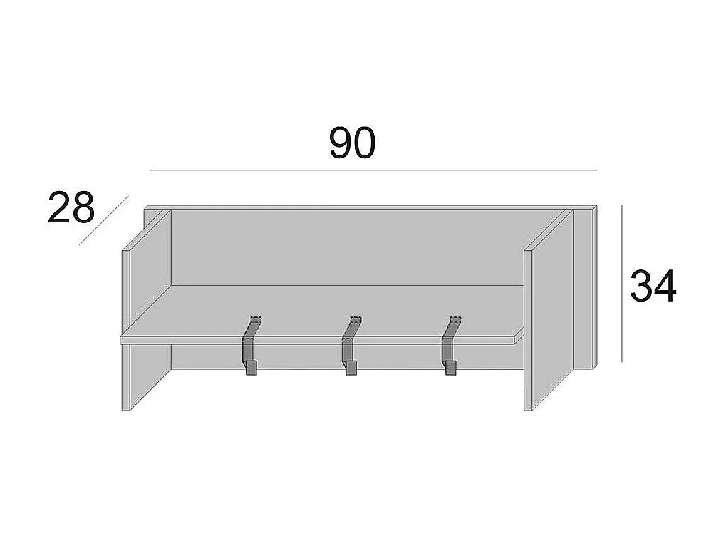 Porte-Manteau Mural Blanc Avec 3 Crochets