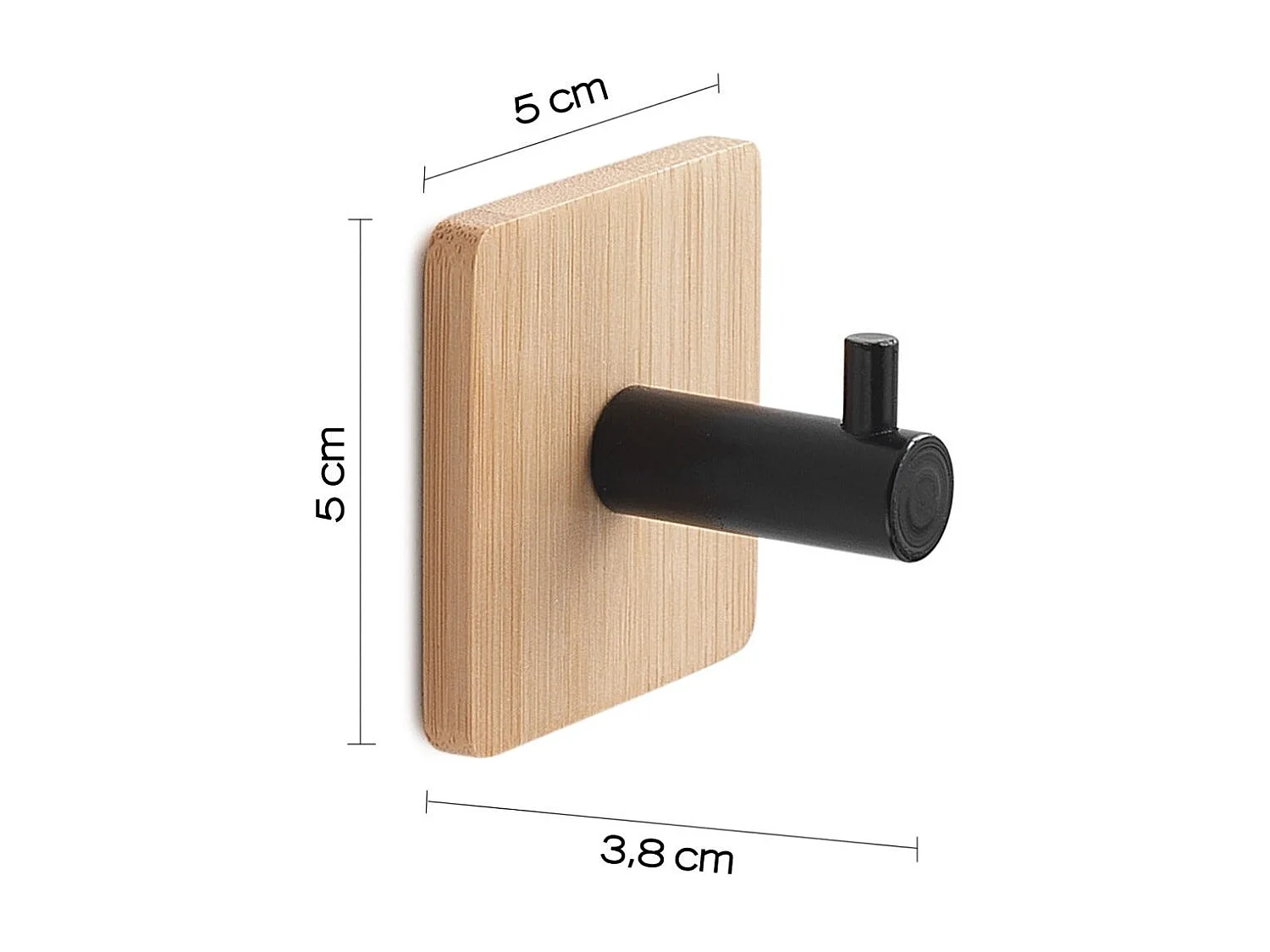 Porte-Manteau Mural En Bois De Bambou Et Métal Noir Mat