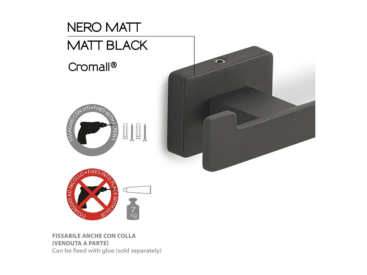 Porte-Manteau En Acier Noir Mat | Atene