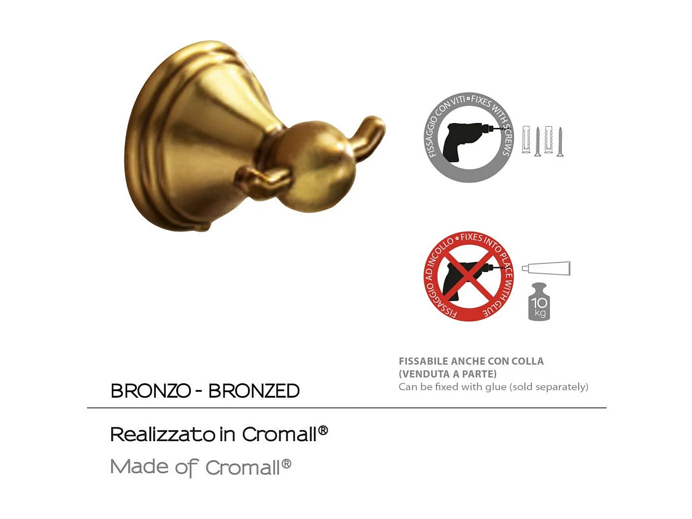 Porte-Manteau Mural Pour Salle De Bains Bronze | Rosa