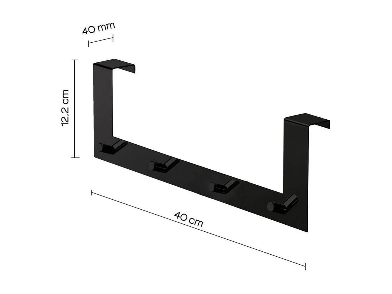 Porte-Manteau Noir Mat Avec 4 Crochets