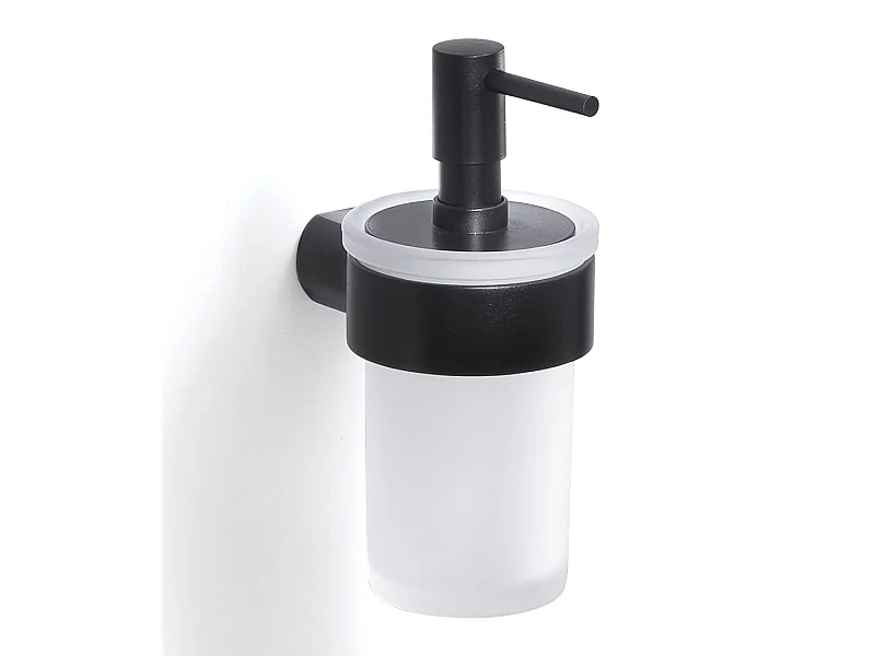 Distributeur De Savon Noir Mat Avec Récipient En Verre Et Fixation Murale | Palazzo