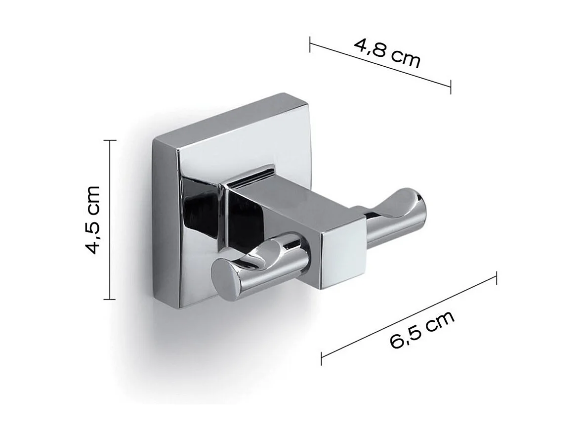 Double Porte-Manteau Mural En Acier Inoxydable Chromé