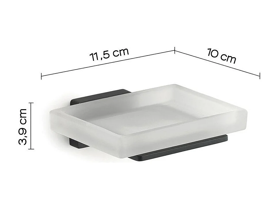 Porte-Savon En Verre Satiné Support Noir | Atene