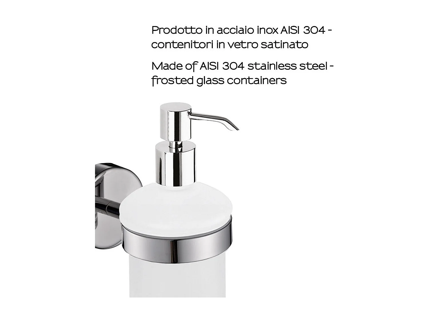 Distributeur De Savon Poli Capacité 180 Ml Verre/Acier Aisi 304 - Fixation Avec Vis Incluses | Loto